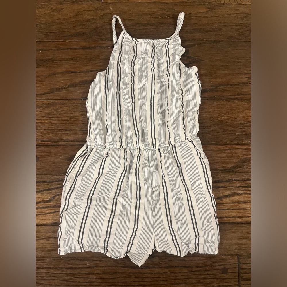 Abercrombie Kids White and Black Striped Romper